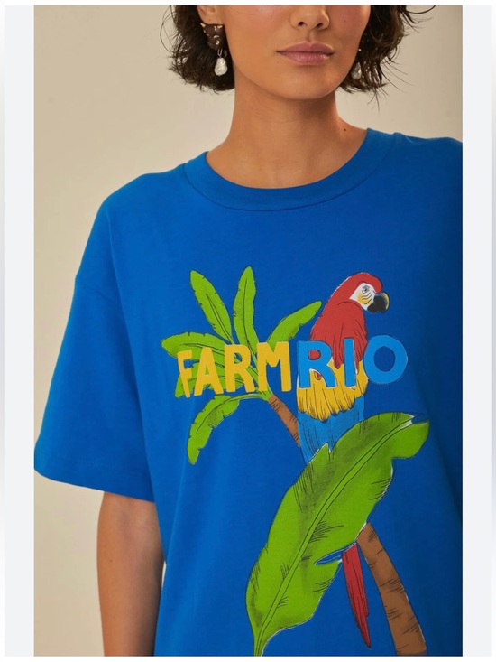FARM Rio Tops - FARM Rio Bright Blue Parrot Graphic Tee NWT